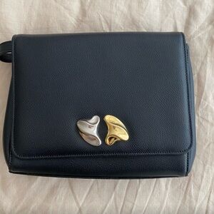 Little Liffner Focaccia black leather flap handbag